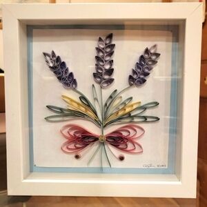 Framed Quilling Art with Multicolor Floral Design